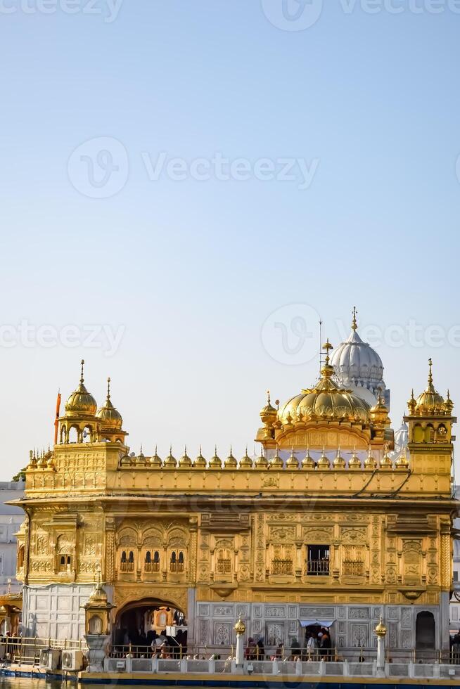 Beautiful view of Golden Temple - Harmandir Sahib in Amritsar, Punjab, India, Famous indian sikh landmark, Golden Temple, the main sanctuary of Sikhs in Amritsar, India photo