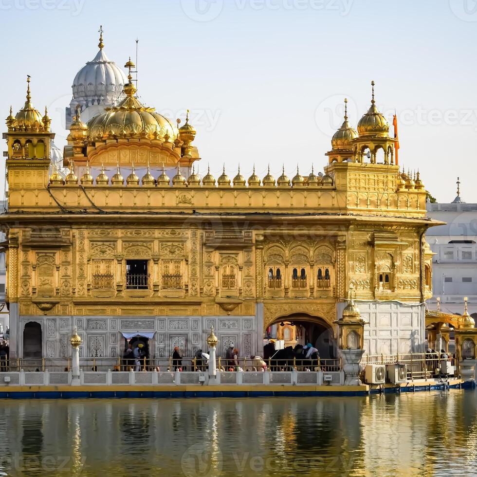 Beautiful view of Golden Temple - Harmandir Sahib in Amritsar, Punjab, India, Famous indian sikh landmark, Golden Temple, the main sanctuary of Sikhs in Amritsar, India photo