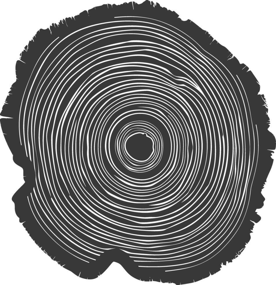 AI generated Silhouette Tree rings wood black color only vector