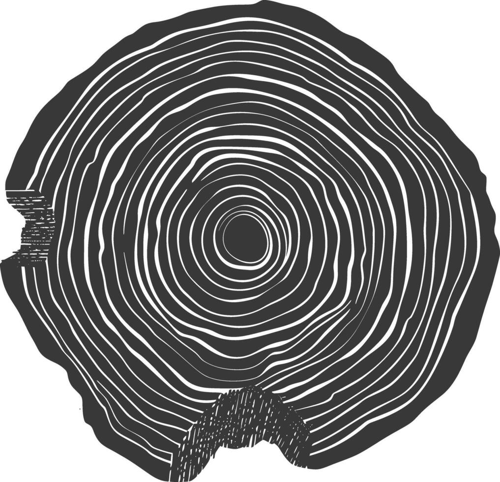 ai generado silueta árbol anillos madera negro color solamente vector