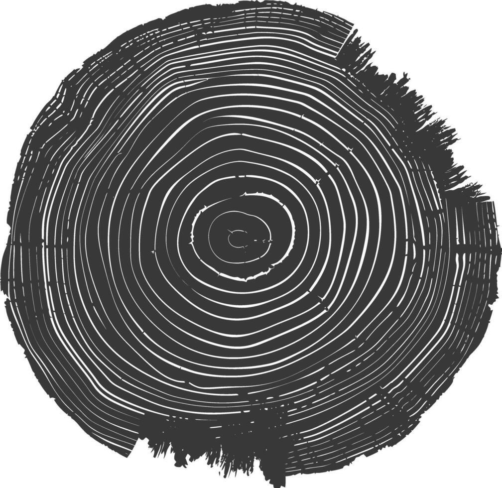 AI generated Silhouette Tree rings wood black color only vector