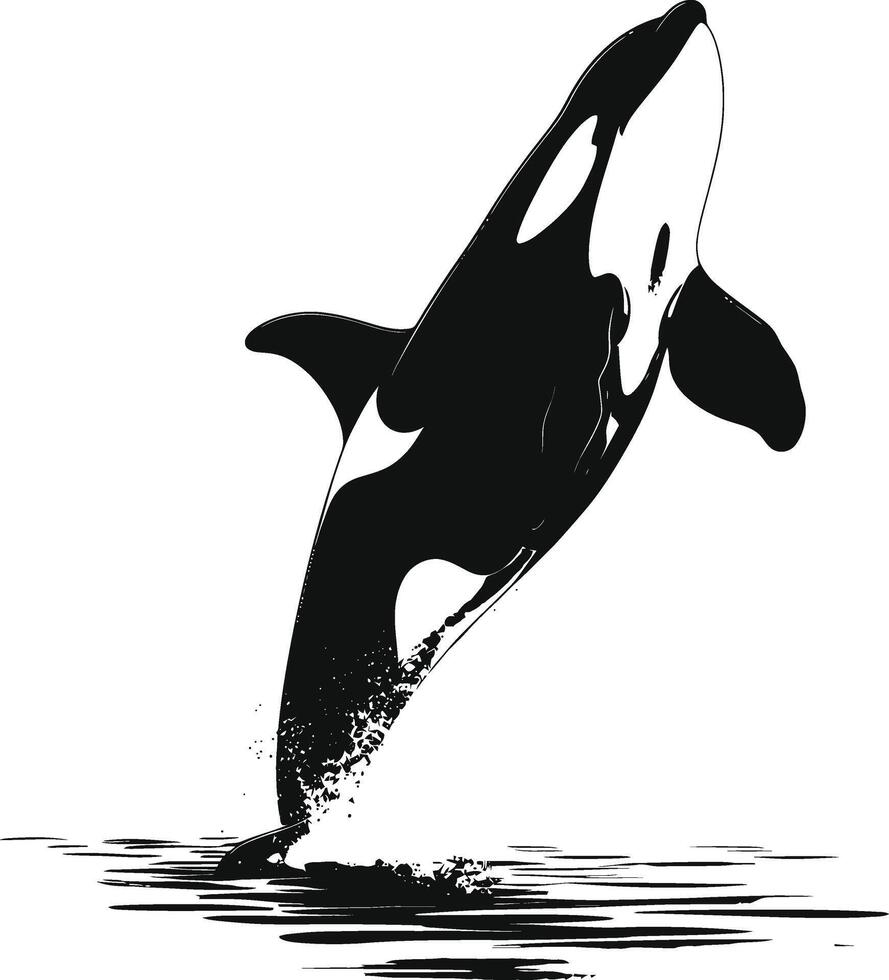 ai generado silueta el orca o asesino ballena negro color solamente vector