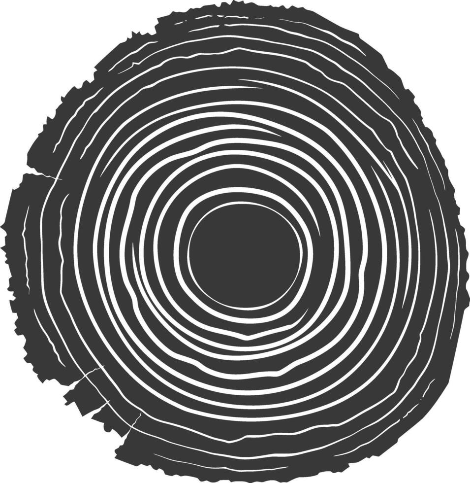 AI generated Silhouette Tree rings wood black color only vector