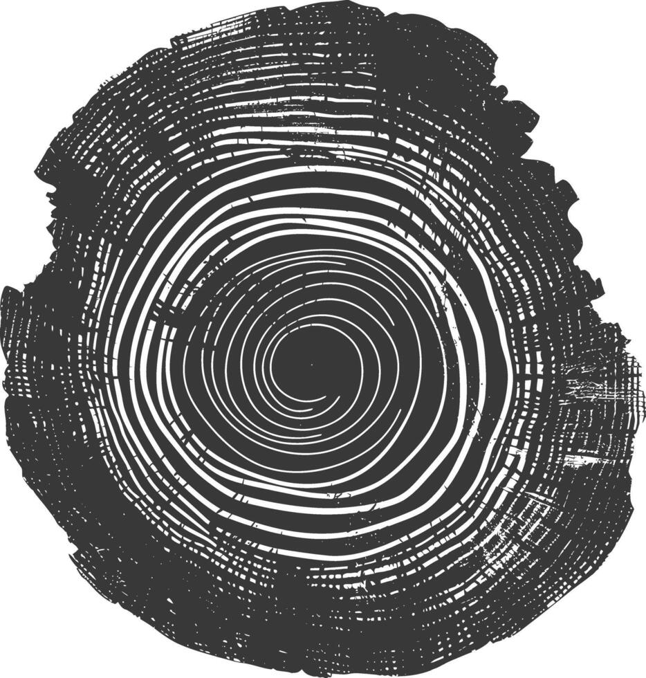 AI generated Silhouette Tree rings wood black color only vector