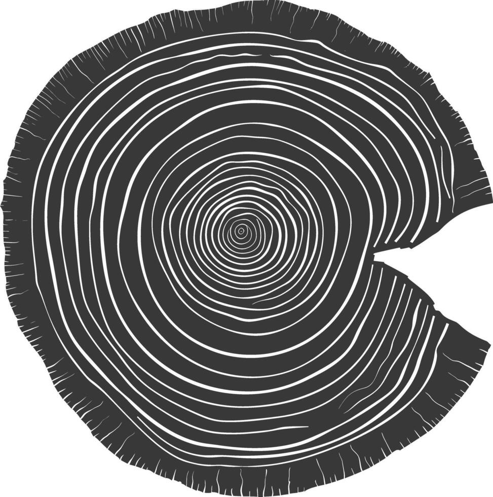 ai generado silueta árbol anillos madera negro color solamente vector