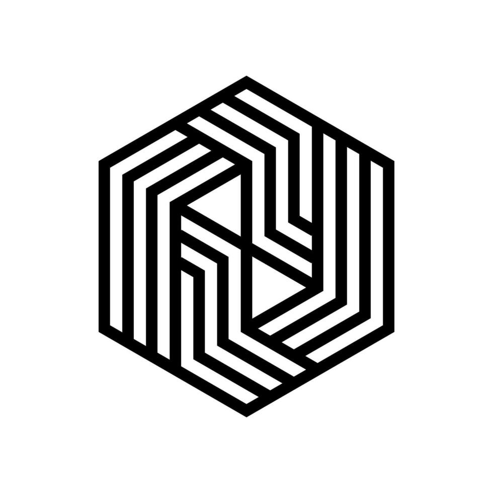 Hexagonal design element, hexagon logo template, hexagon design vector template Linear style.