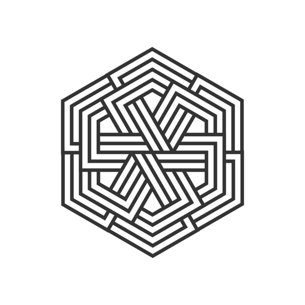 Modern monogram, emblem, logo. Hexagon, cube of the parallel stripes. vector