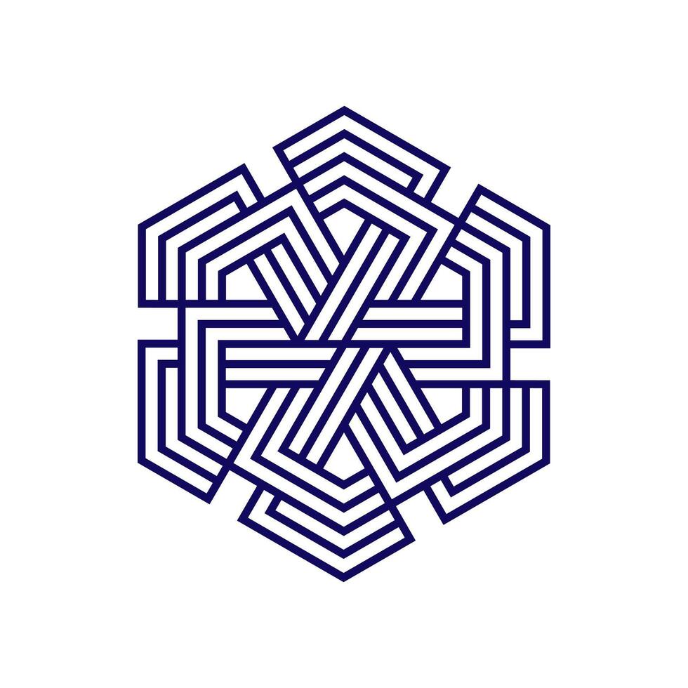 Modern monogram, emblem, logo. Hexagon, cube of the parallel stripes. vector