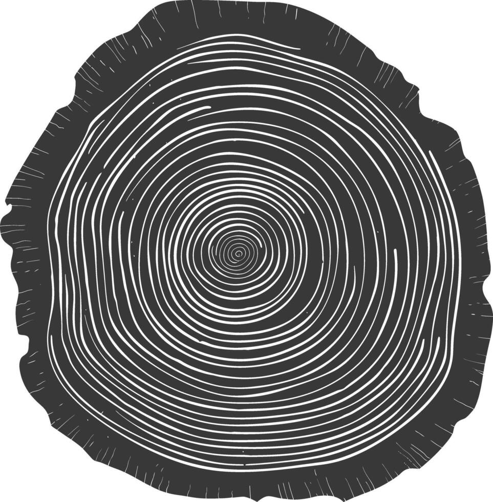 ai generado silueta árbol anillos madera negro color solamente vector