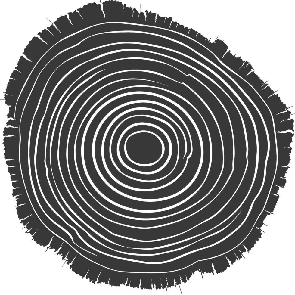 ai generado silueta árbol anillos madera negro color solamente vector