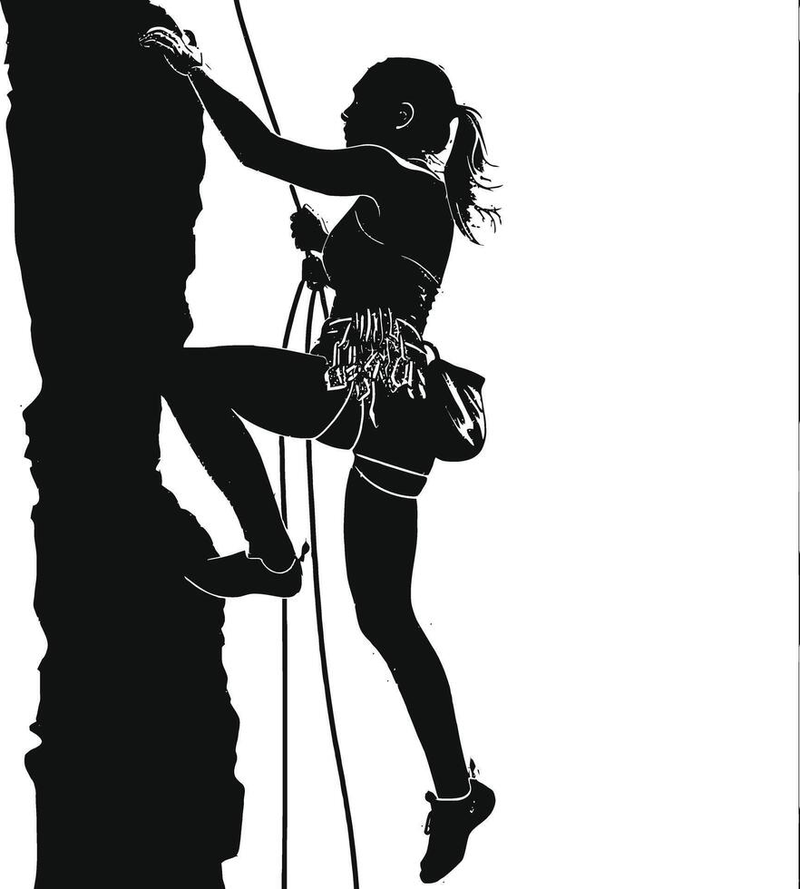 AI generated Silhouette wall climbing woman sport black color only vector