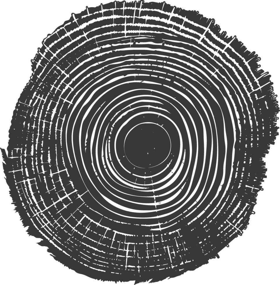 AI generated Silhouette Tree rings wood black color only vector