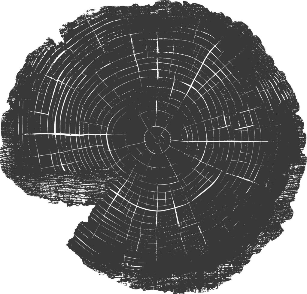 ai generado silueta árbol anillos madera negro color solamente vector