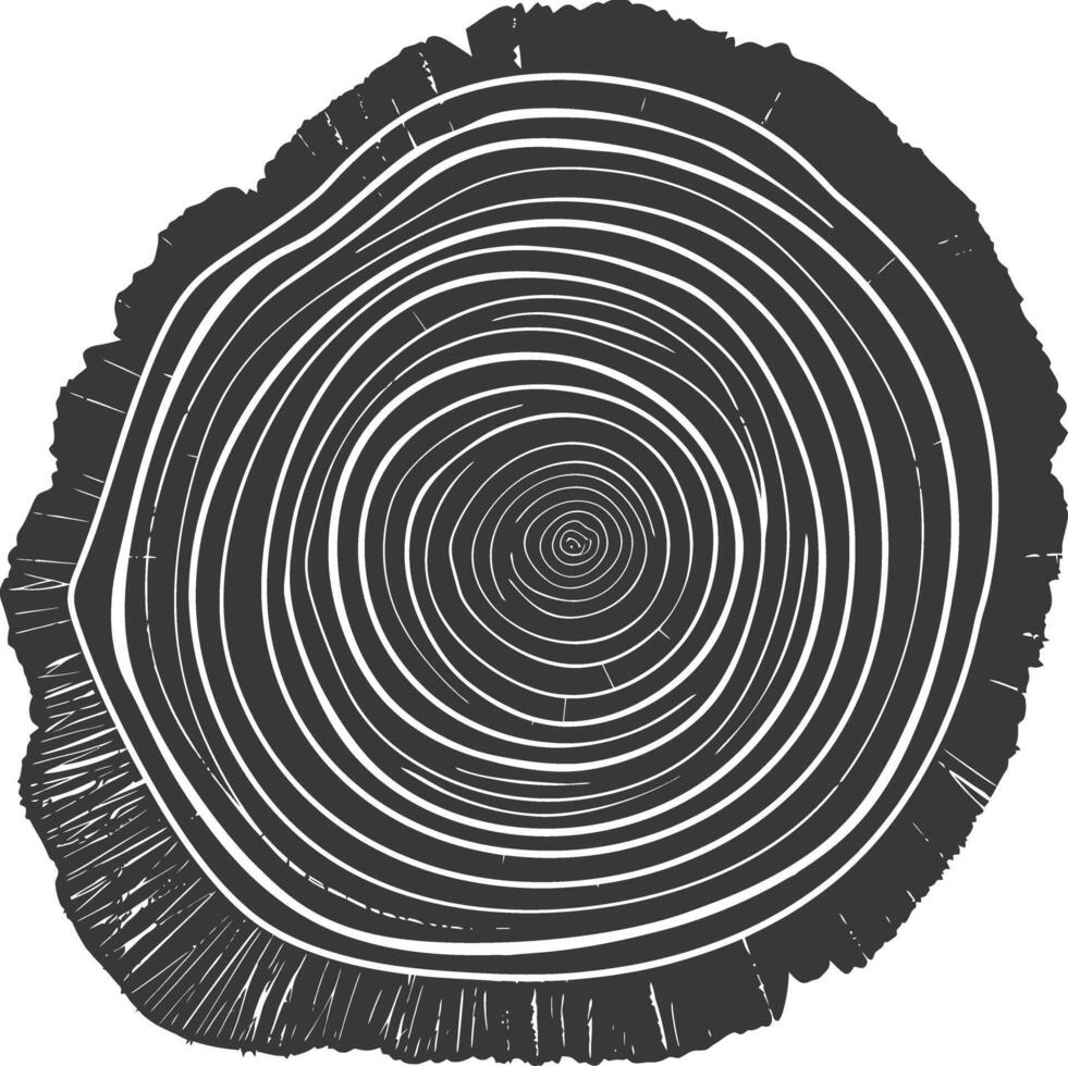 ai generado silueta árbol anillos madera negro color solamente vector