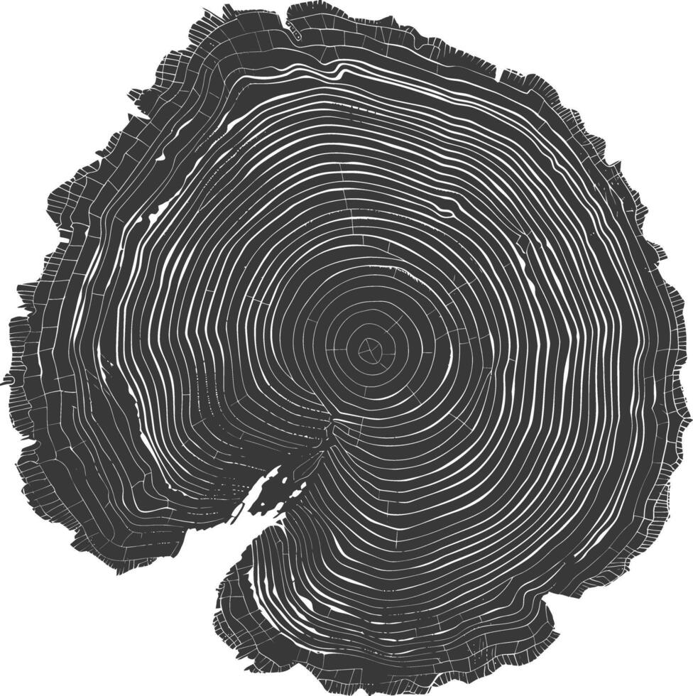 AI generated Silhouette Tree rings wood black color only vector