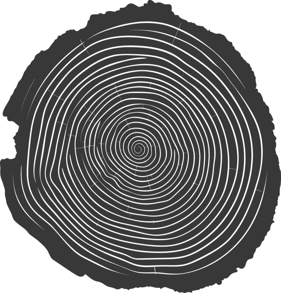 AI generated Silhouette Tree rings wood black color only vector