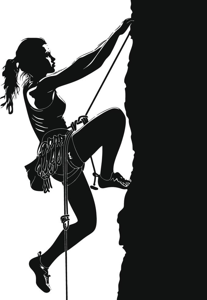 AI generated Silhouette wall climbing woman sport black color only vector