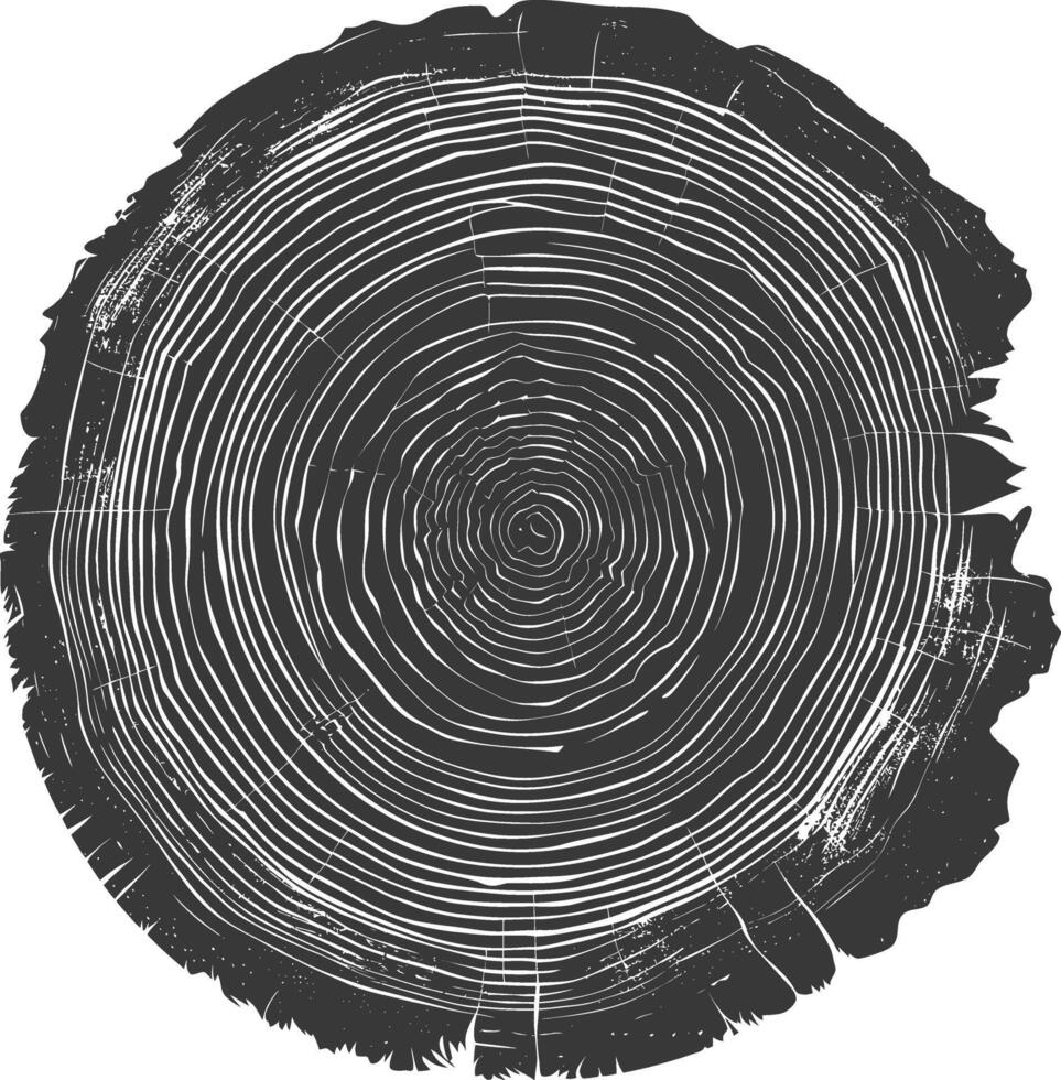 ai generado silueta árbol anillos madera negro color solamente vector