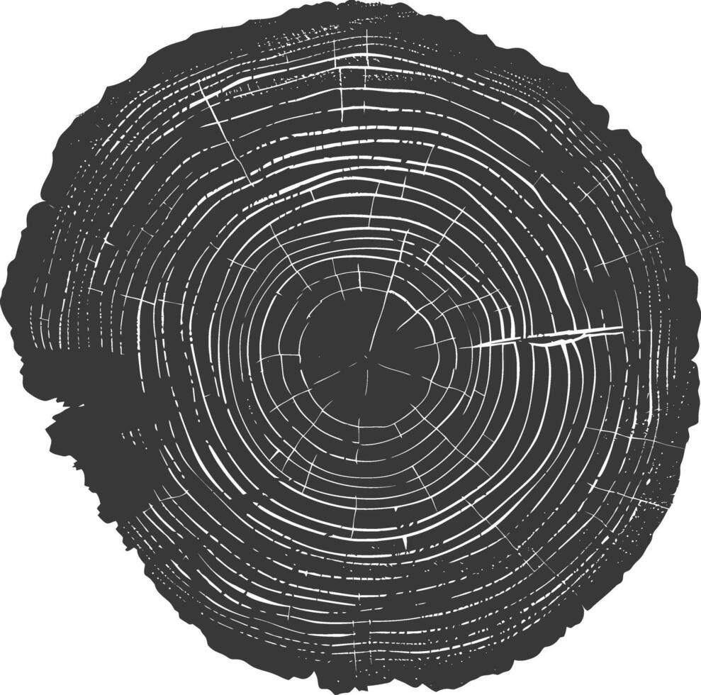 ai generado silueta árbol anillos madera negro color solamente vector