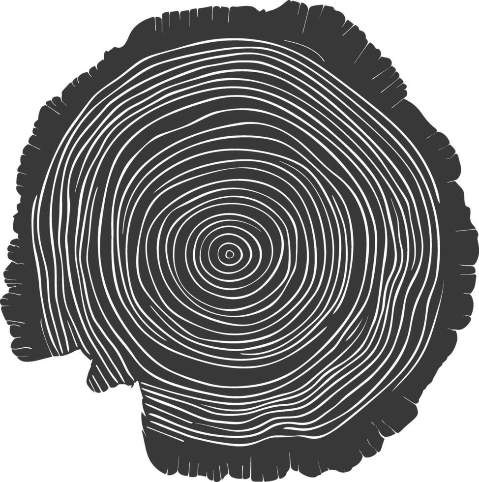 AI generated Silhouette Tree rings wood black color only vector