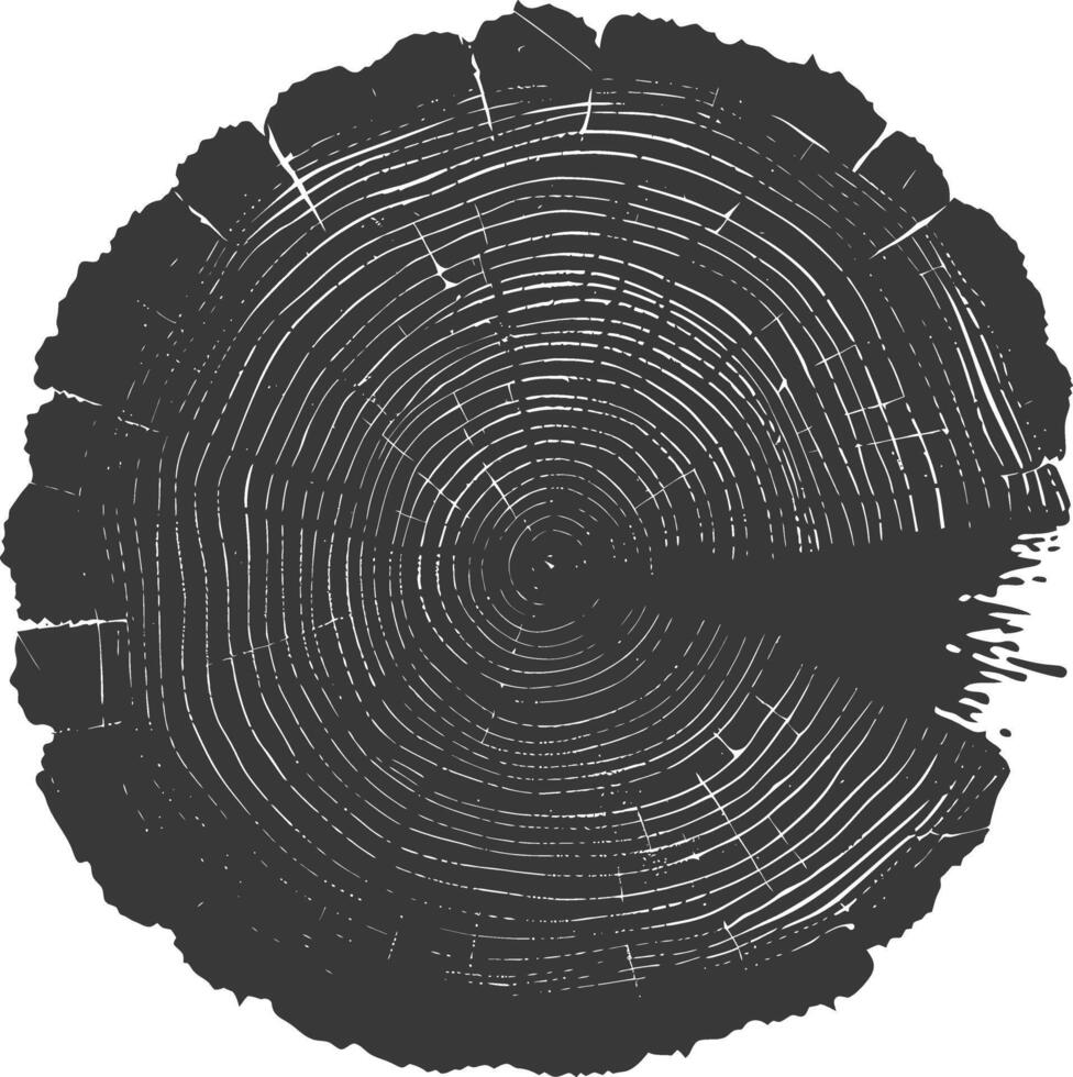 AI generated Silhouette Tree rings wood black color only vector