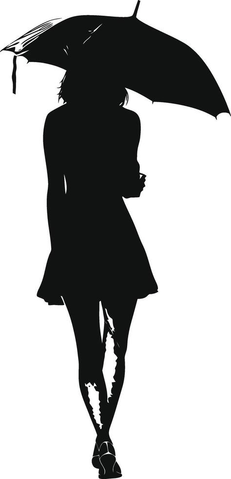 AI generated Silhouette woman with umbrella black color only full body vector