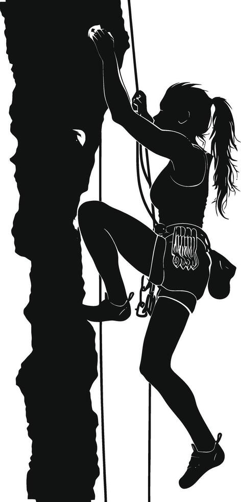 AI generated Silhouette wall climbing woman sport black color only vector