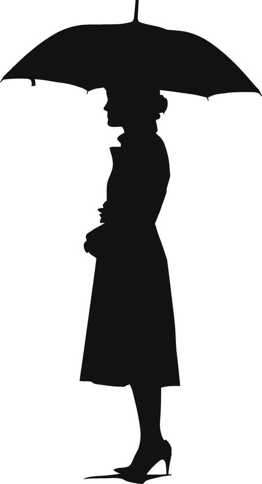 AI generated Silhouette woman with umbrella black color only full body vector