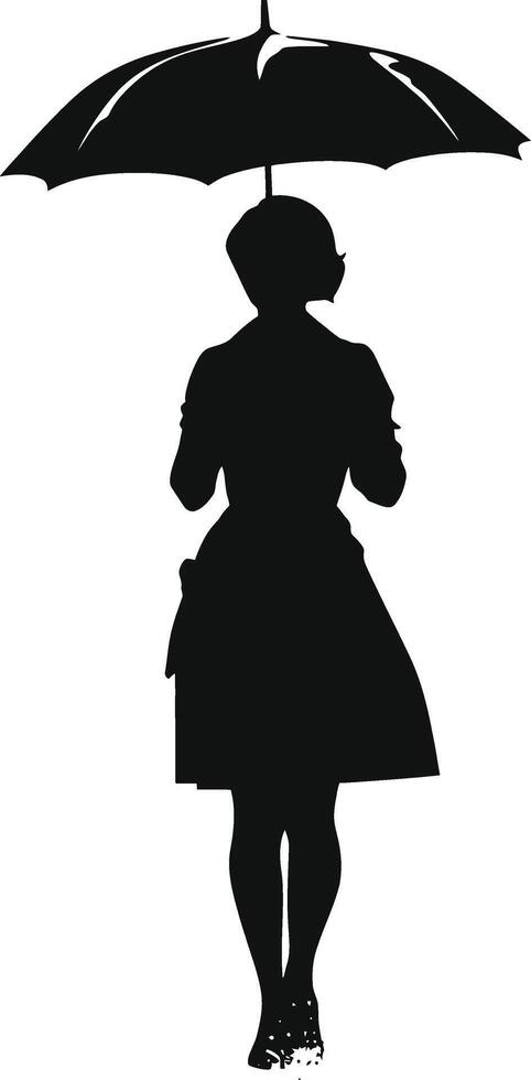 AI generated Silhouette woman with umbrella black color only full body vector