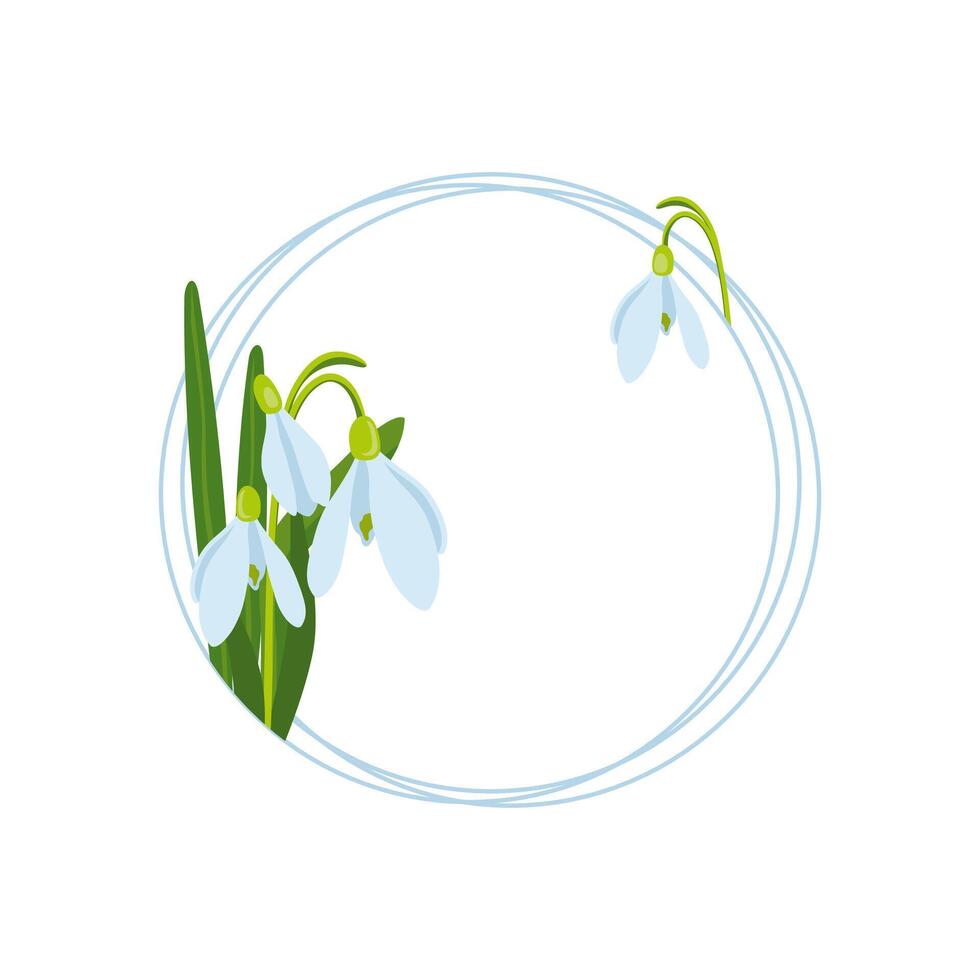 vector illustration of Easter theme, bouquet of spring flowers snowdrops, white flowers, buds and leaves, spring party illustration on white background