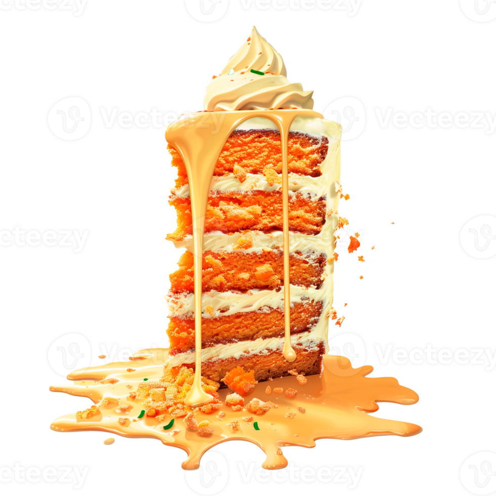 AI generated A piece of carrot cake with berries, watercolor illustration. Design for cooking. png