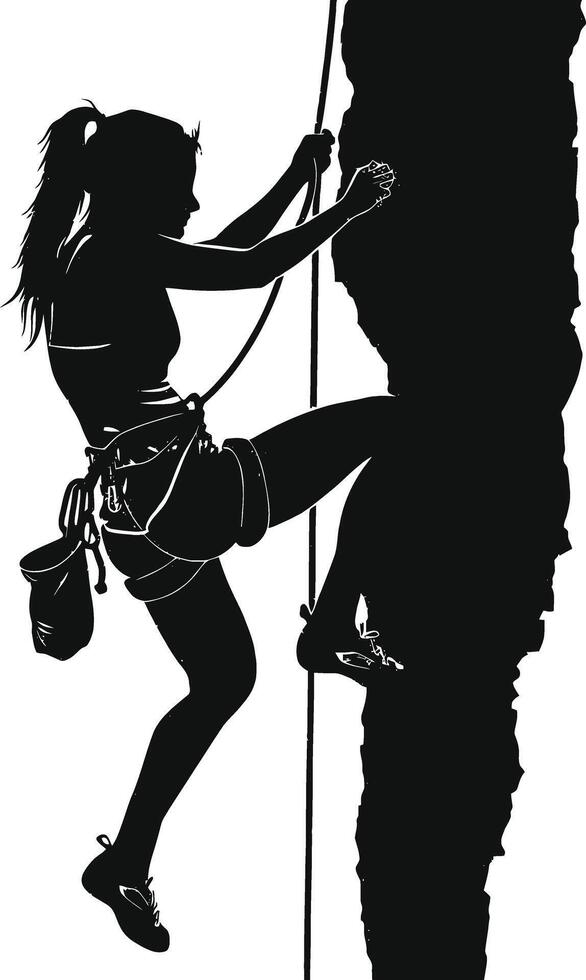 AI generated Silhouette wall climbing woman sport black color only vector