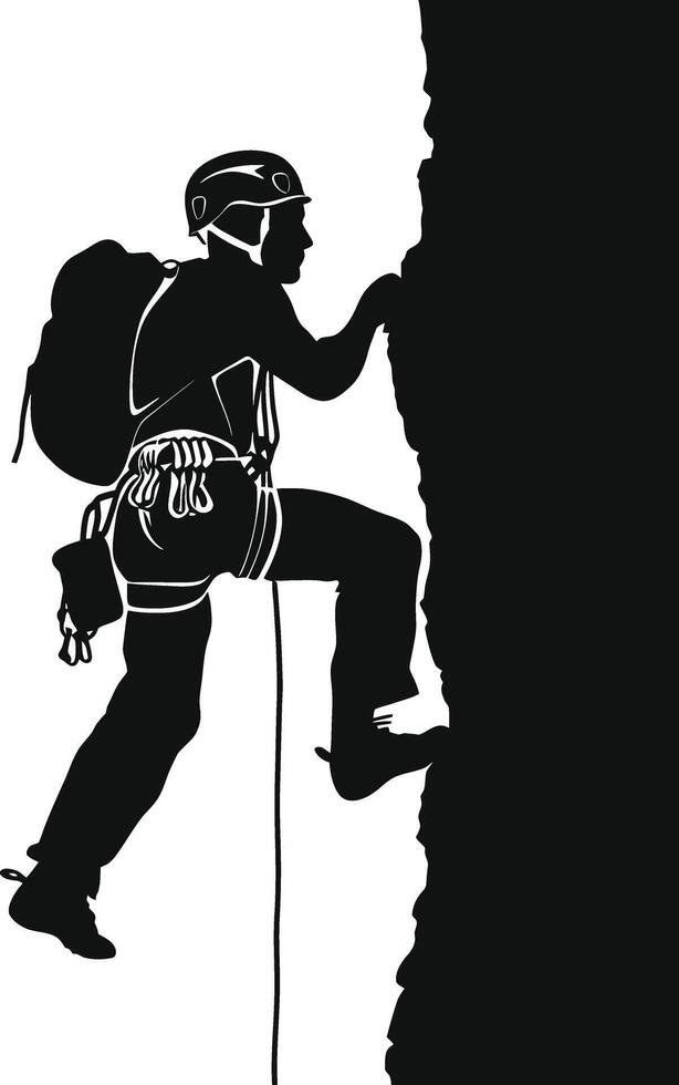 ai generado silueta pared alpinismo hombre deporte negro color solamente vector