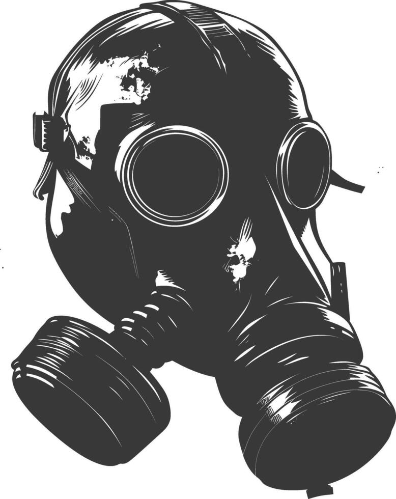 AI generated Silhouette gas mask black color only vector