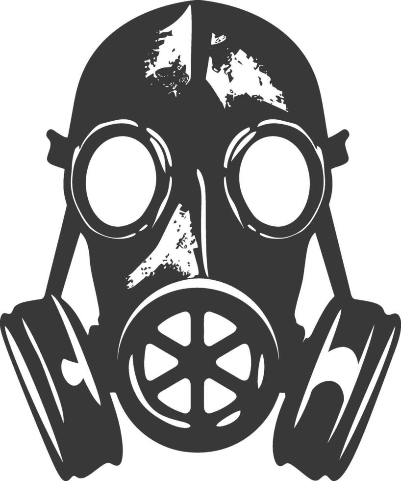 AI generated Silhouette gas mask black color only vector