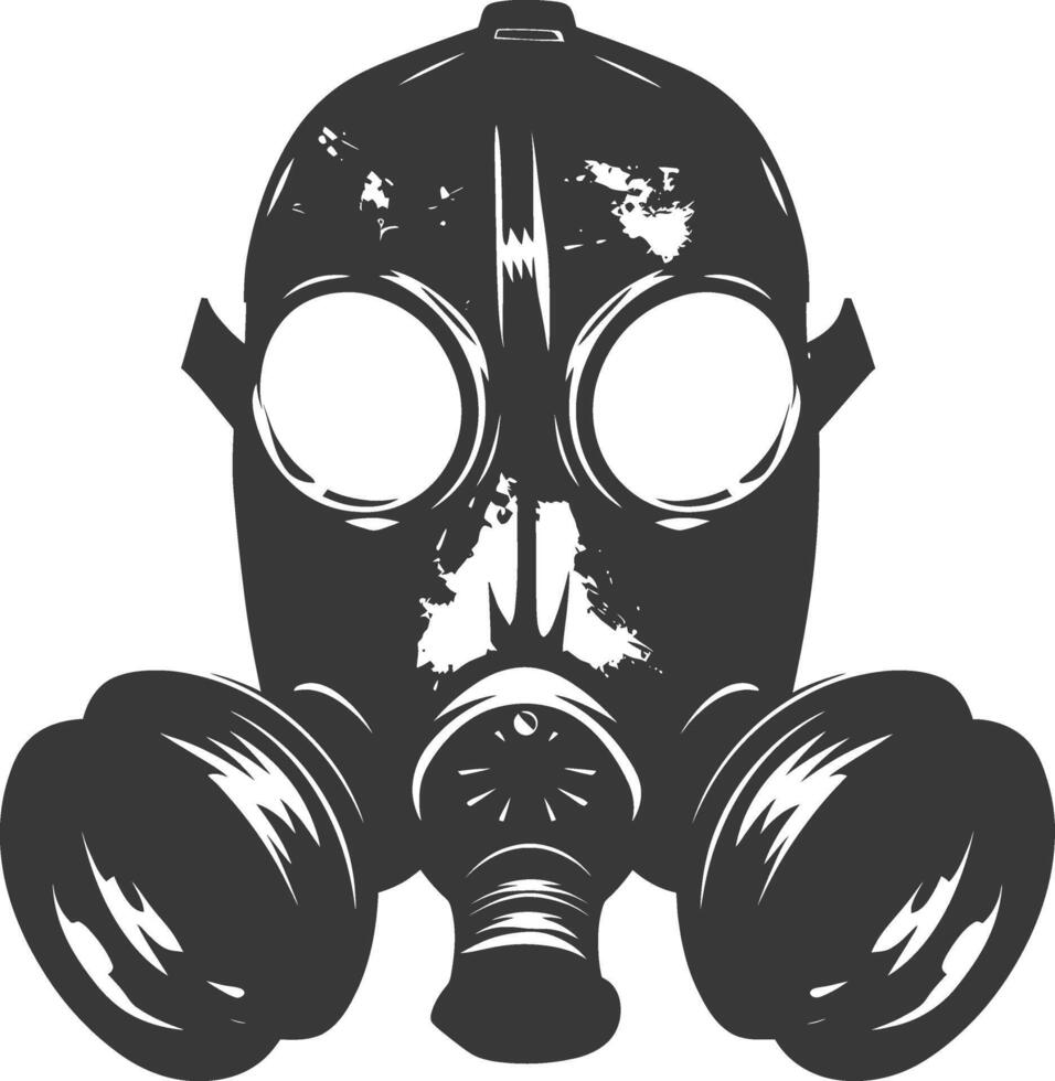 AI generated Silhouette gas mask black color only vector