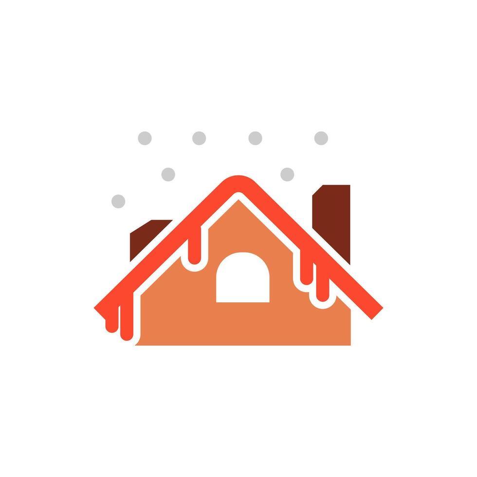snowfall house vector icon, editable isolated white background.