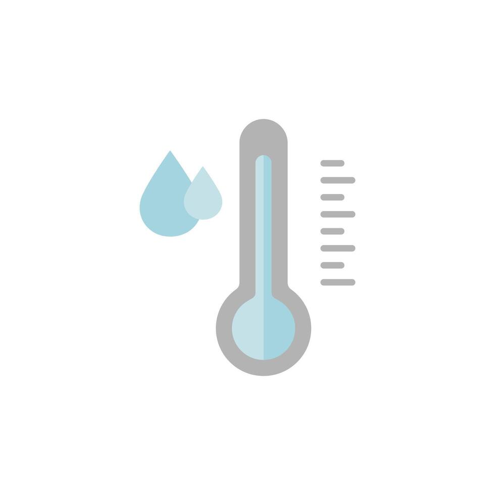 agua temperatura indicador icono. mercurio termómetro y agua soltar color pictograma. colección de temperatura y humedad nivel marcas. editable aislado vector ilustración.