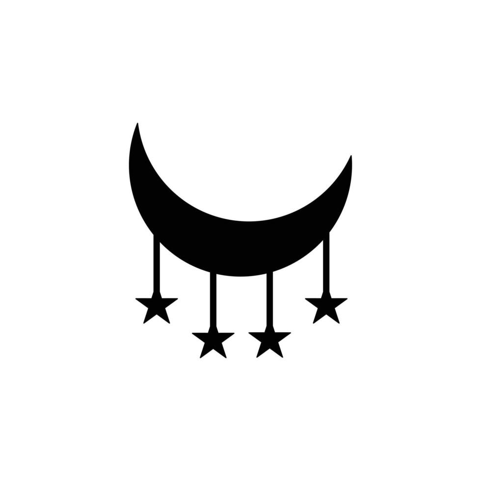 a star icon hanging under a crescent moon vector