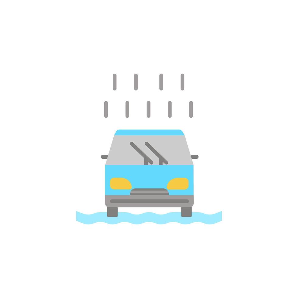 inundado coche icono,lluvioso coche, inundación desastre.vector blanco antecedentes - editable carrera vector ilustración