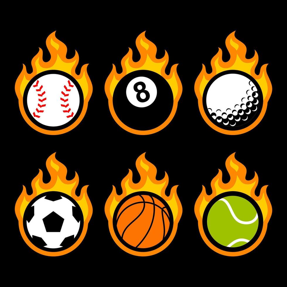 VARIOUS BALL VECTOR WITH FLAME