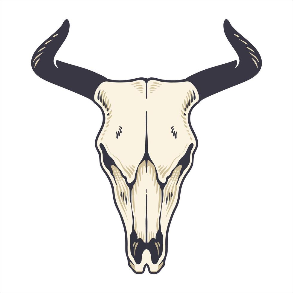 vaca cráneo mano dibujo ilustración vector