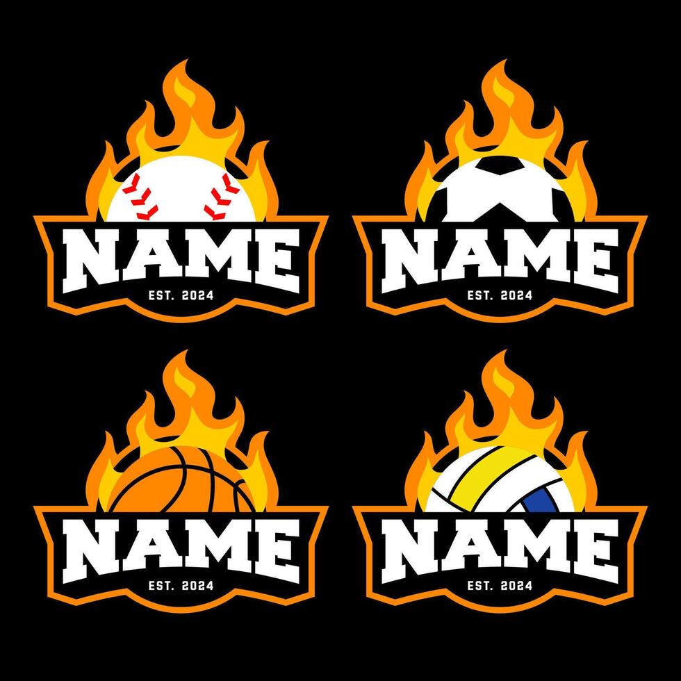 pelotas vector logo con fuego