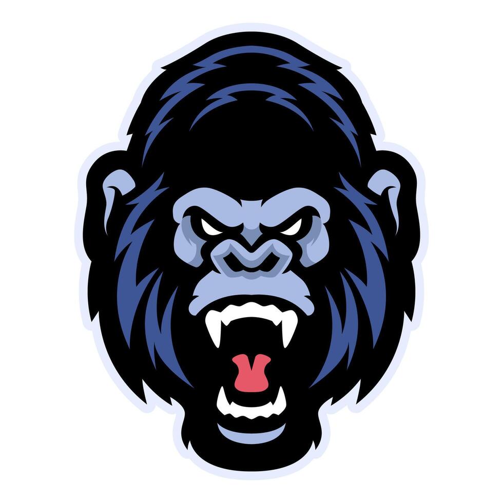 GORILLA HEAD ROARING VECTOR ILLUSTRATION