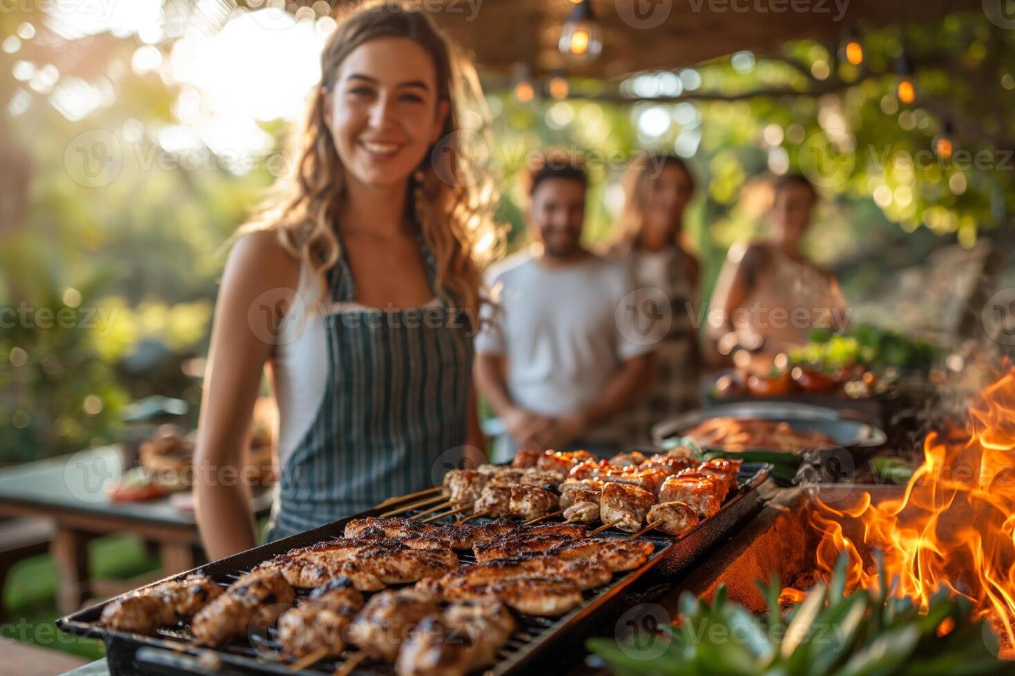 AI generated Spring barbeque with family photo