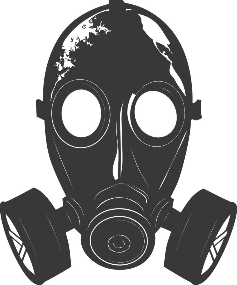 AI generated Silhouette gas mask black color only vector