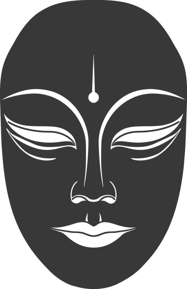 AI generated Silhouette Japanese Traditional Mask black color only vector