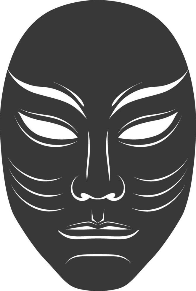 AI generated Silhouette Japanese Traditional Mask black color only vector