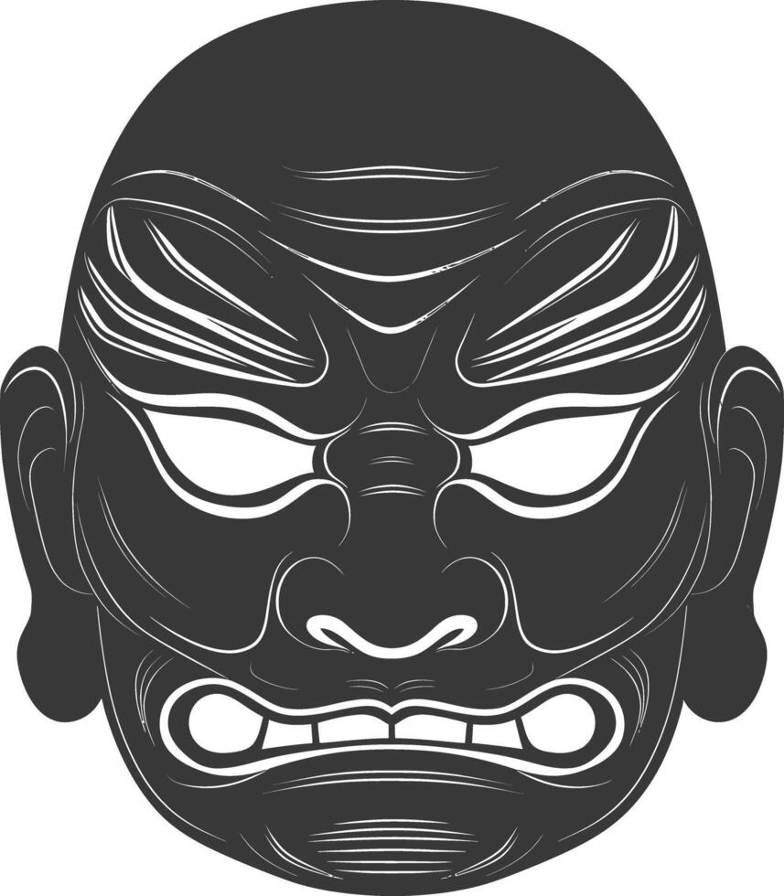 AI generated Silhouette Japanese Traditional Mask black color only vector