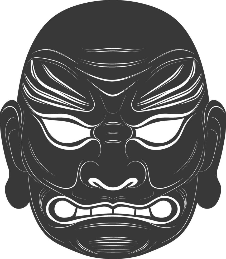 AI generated Silhouette Japanese Traditional Mask black color only vector